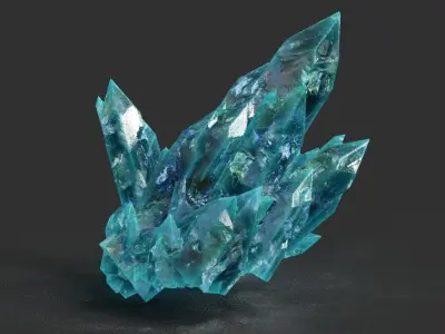 Low poly Blue Crystal Gemstone Pack 200114 Low-poly 3D model