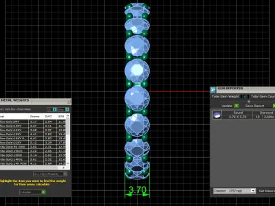 U Shaped Eternity Ring 3 point 7 mm stone size swiss 20 and EU60 3D print model