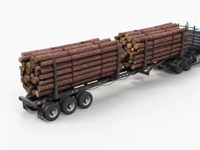 Kenworth W900L logger  Low-poly 3D model