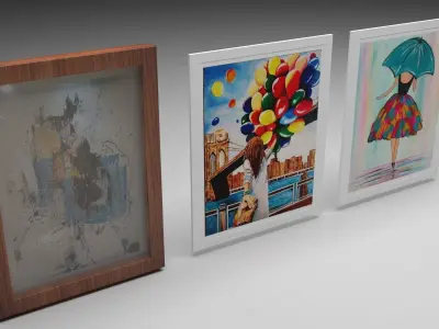 Framed Pictures Set 3D model