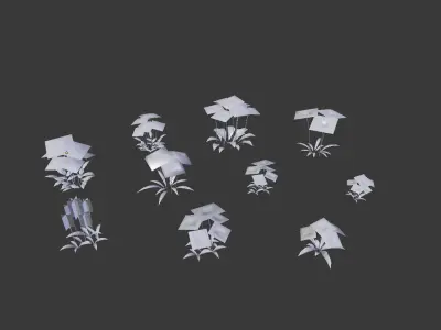 10 low poly flowers pack 2 Low-poly 3D model