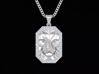 Gold Lion Pendant Necklace STL 3D Model - One Inch Pendant 3D print model