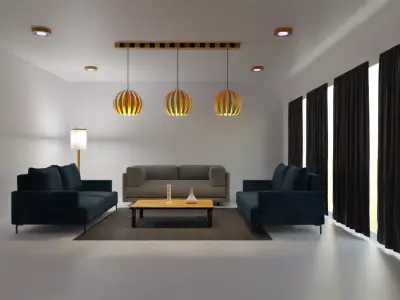 Luxury Living Room  Low-poly 3D model