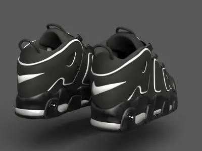 Nike Air More Uptempo 96 Low Black White 3D model