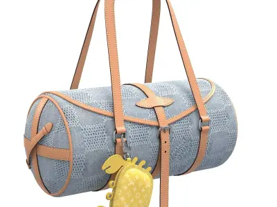 Louis Vuitton Papillon Bag Blue Low-poly 3D model