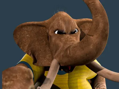Cartoon Elephant Rigged  3D model