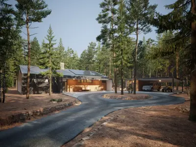 House in the Forest Modern House 3D model Low-poly 3D model