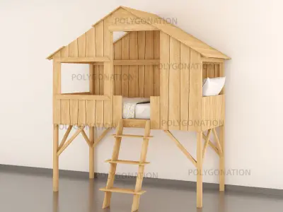 children cabin bed 9 3D model