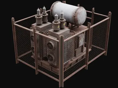 Old Rusty Transformer Low-poly 3D model
