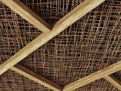 Ceiling diagonal wood  thin branch beam n3 3D model