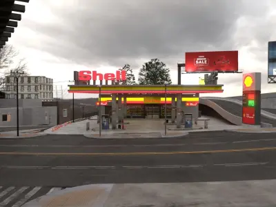 Gas Station Envronment 3D model
