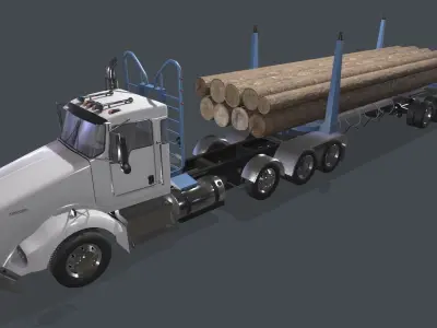 Kenworth T800 Log Truck Low-poly 3D model