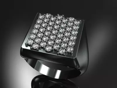 Square Diamond Ring Size 10 Gold Silver Platinum Luxury Jewelry 3D print model