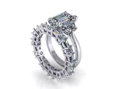 Emerald Woman Wedding Ring WB-V22 3D print model
