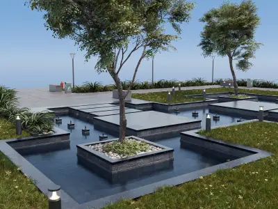 Modern City Garden - Park 3D model
