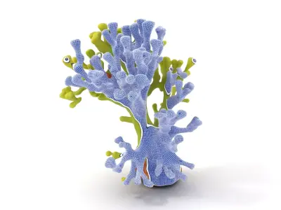 Vibrant Green Coral model pack Low-poly 3D model