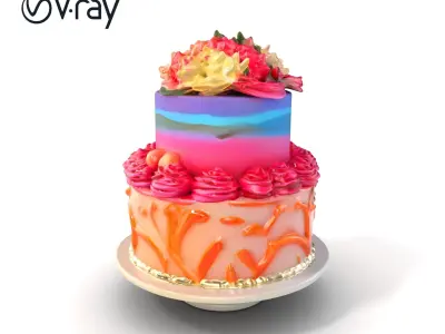 Celebratory Gradient Cake Ornament model pack Low-poly 3D model