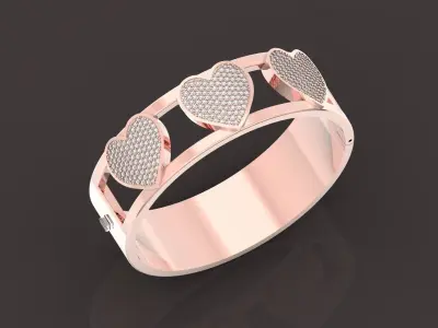  Hollow Heart Bangle Bracelet for Woman 1195 3D print model