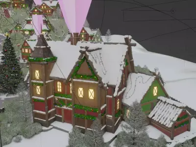 Xmas Snowy Village 3D Christmas Houses Festive Season 3D model