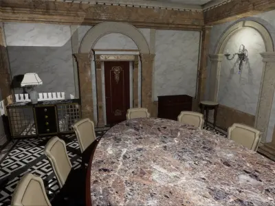 Luxury Classic Hall Unreal 5 project Low-poly 3D model