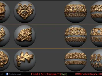 Fred ORNAMENT BRUSH Vol 12-IMMBRUSH-3dModels-4kAlpha Low-poly 3D model
