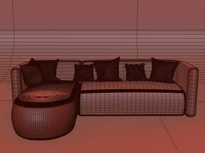 Sectional Sofa - Modern L-Shaped Comfortable Couch 3D model