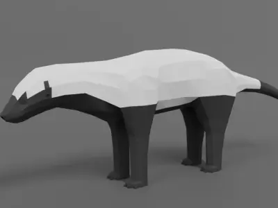Low Poly Cartoon Honey Badger Low-poly 3D model