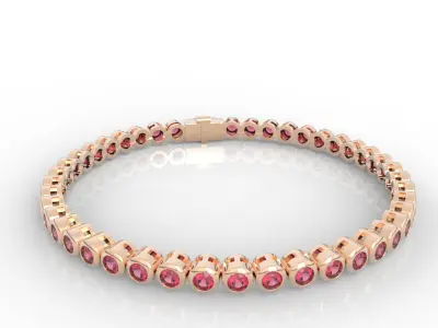 Bezel Set 5pt Carat Tennis Bracelet 3D print model