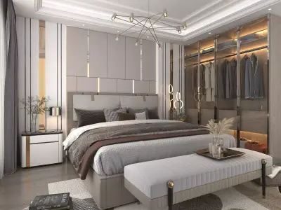 Modern Bedroom Scene 19 3D model