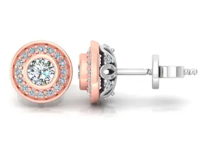 Solitaire Women Stud Earring 3dm STL OBJ FBX Renders Details 3D print model