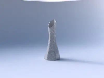 Vase squeezed and bent hexagon with diagonal grid plates 3D print model