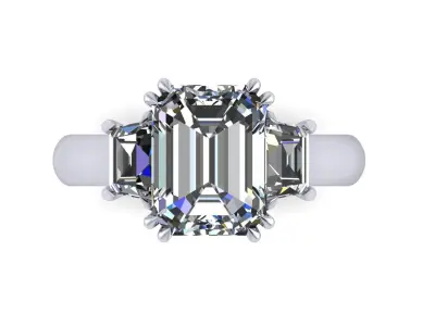 Emerald Diamond Woman Wedding Ring 3D print model