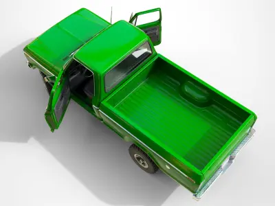 Ford Classic F100 pickup 1976 New Green Low-poly 3D model