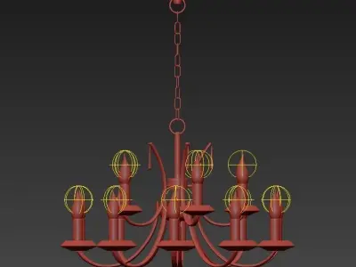 Monaco light brass chandelier 3D model