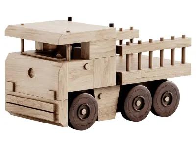Wooden car Low-poly 3D model get