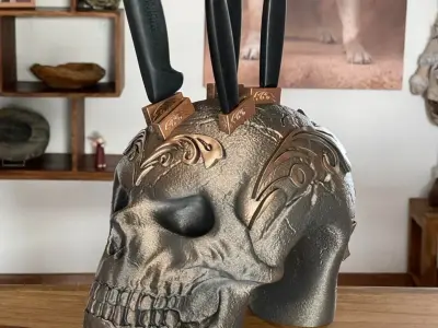 2-Pack- 30 Percent- Skulls Knife Block -Skull Celtic-Headphone 3D print model