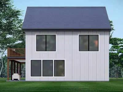 Modern American Ranch Farmhouse 3D Model  Home with Garage 3D model