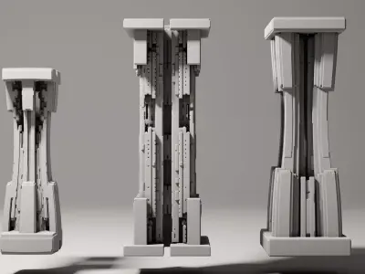 Futuristic Pillars 3D model