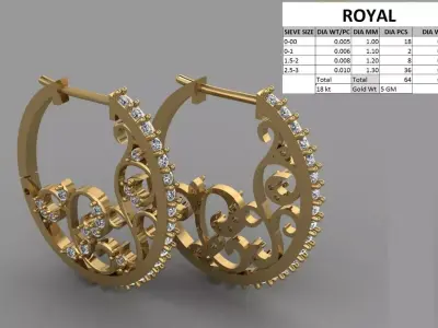 round hanging earing diamond  3D print model