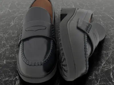 CLASSIC 3D SHOES - BLACK - LEATHER Low-poly 3D model
