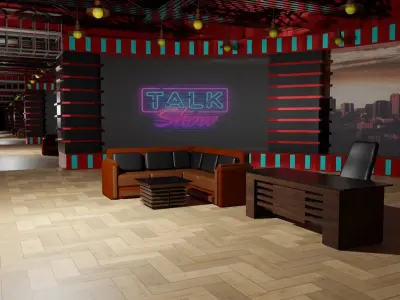 Talk Show TV Studio Low-poly 3D model