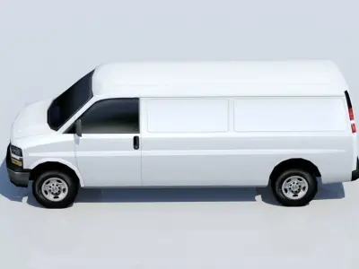 Chevy Van Express Static Low Poly Parking lot Low-poly 3D model