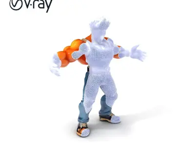 Muscular Fighter Character with Spiky Hair and Tank Top Low-poly 3D model