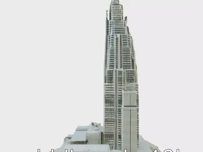 Futuristic Skyscraper Architecture Model Low-poly 3D model