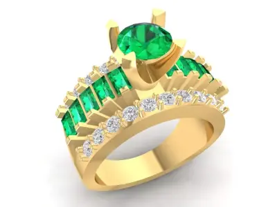 Luxury Emerald Diamond Cocktail Ring for Women  1150 3D print model