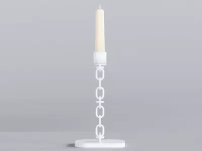 Alphabet E Chain White  Candleholder 3D Model True 4K PBR Render Low-poly 3D model