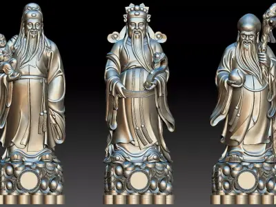 Fu Lu Shou 3 3D print model