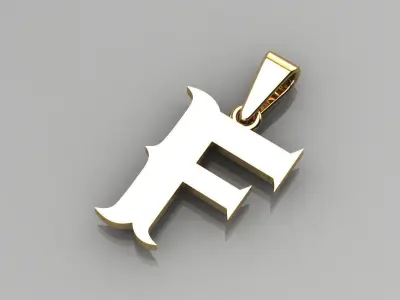 F alphabate pendant  3D print model