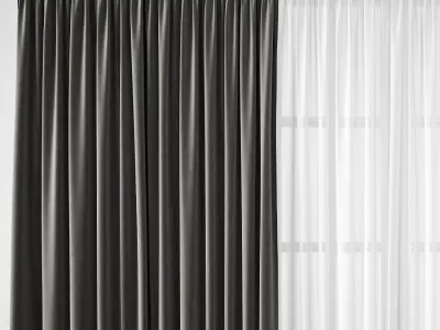 Curtain living room with curtains 3D model