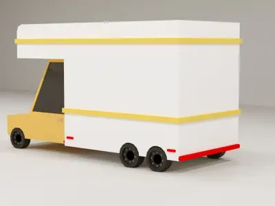 Cartoon Low Poly  Food Truck Low-poly 3D model Low-poly 3D model